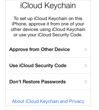 הגדרת iCloud Keychain