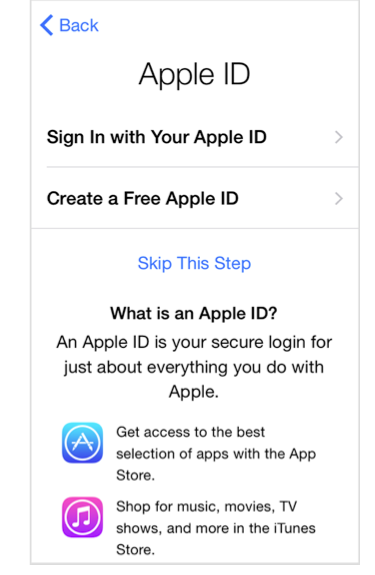 התחברו עם Apple ID או צרו Apple ID