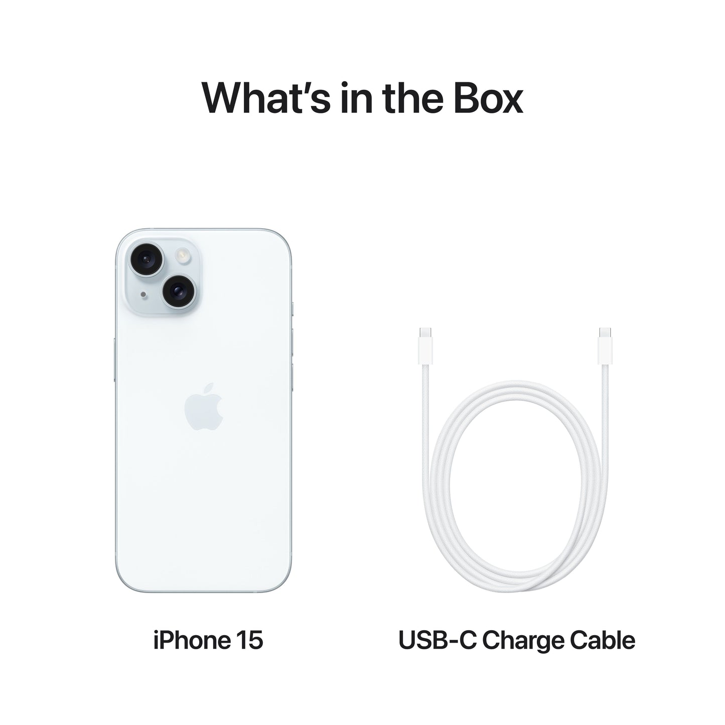 What’s in the Box. iPhone 15. USB-C Charge Cable.