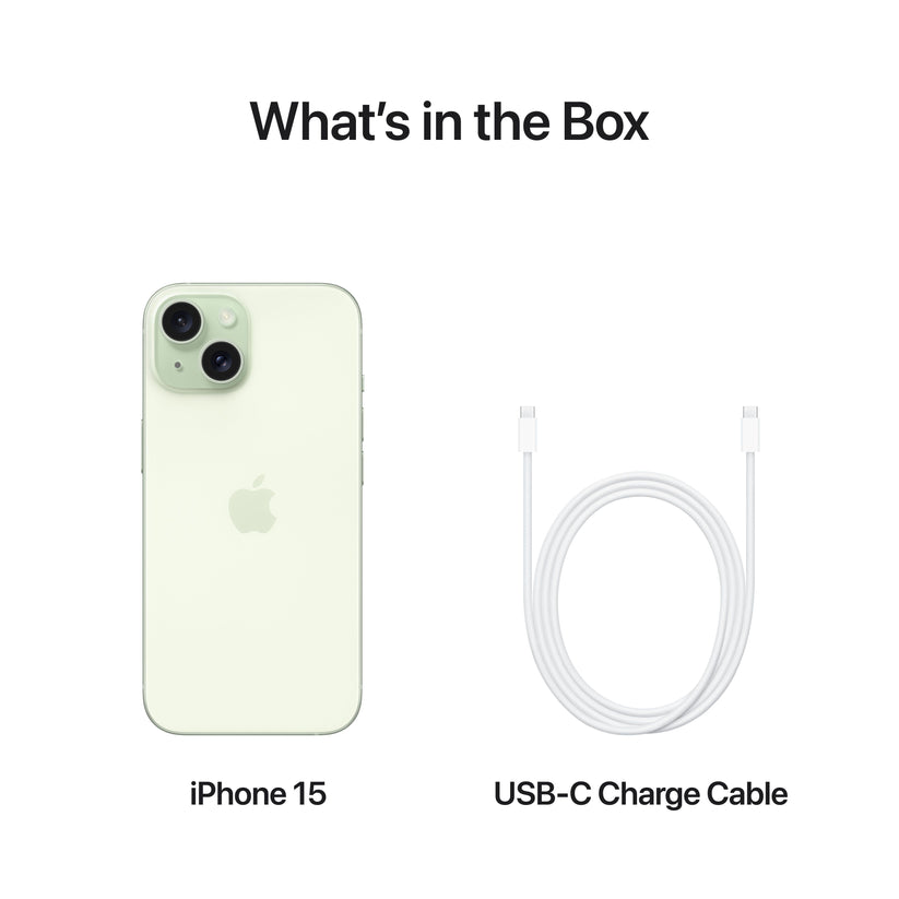 What’s in the Box. iPhone 15. USB-C Charge Cable.
