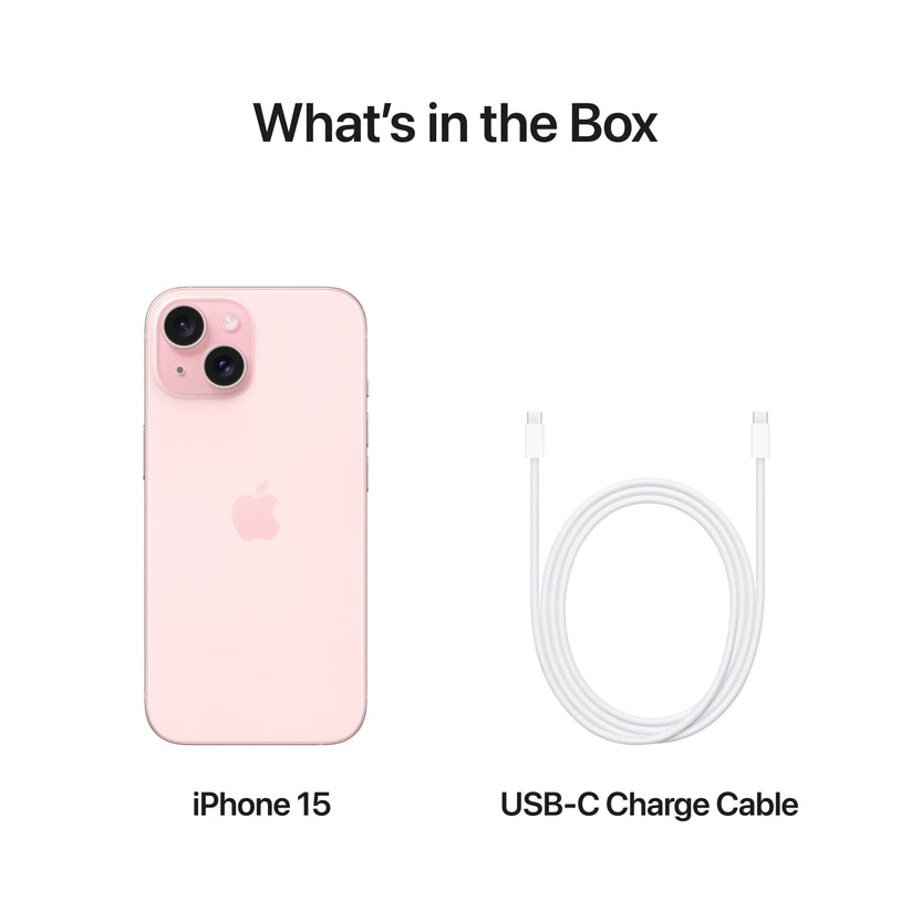 What’s in the Box. iPhone 15. USB-C Charge Cable.