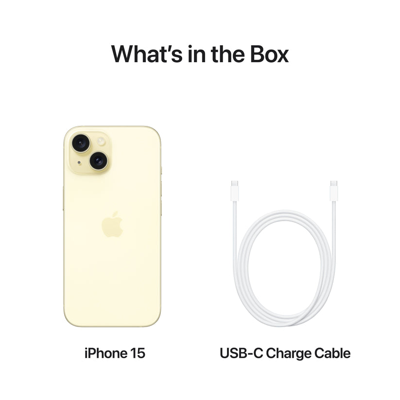 What’s in the Box. iPhone 15. USB-C Charge Cable.