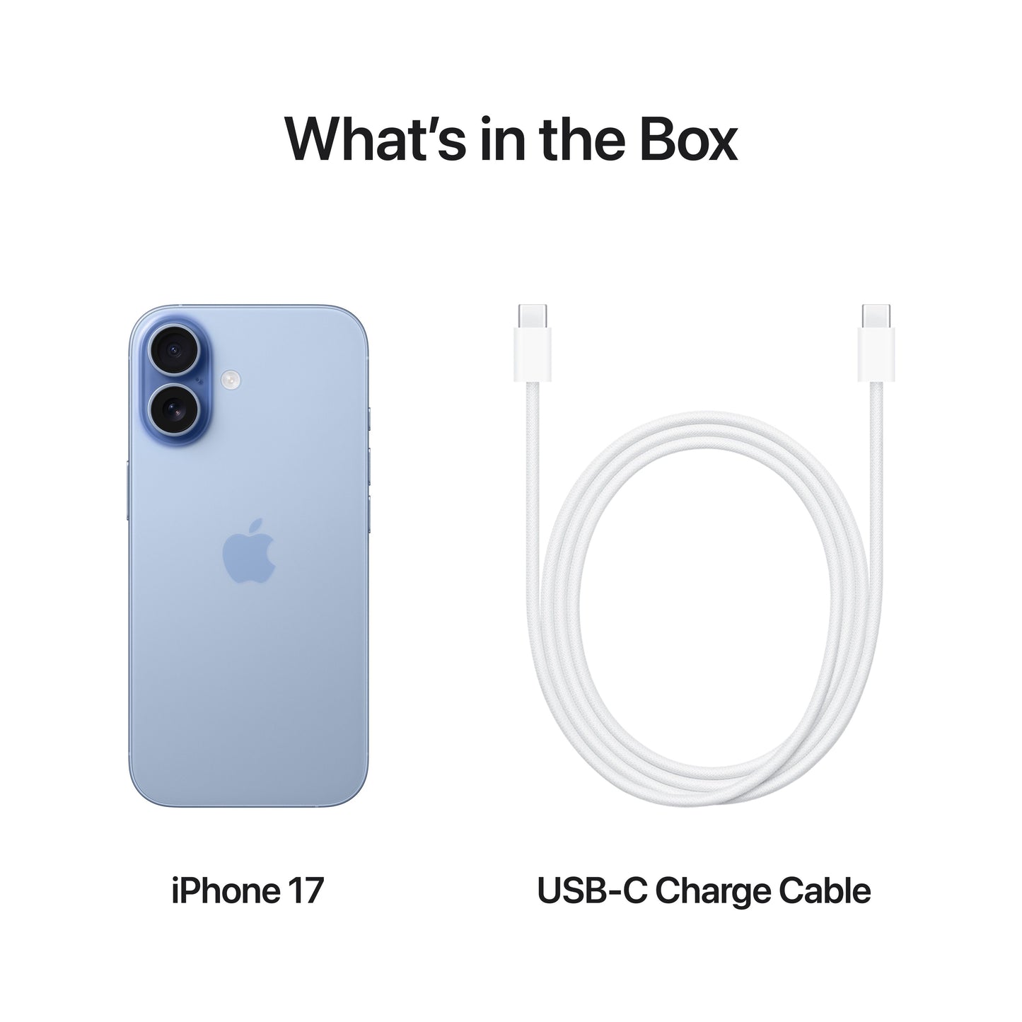 What’s in the Box. iPhone 17. USB-C Charge Cable.