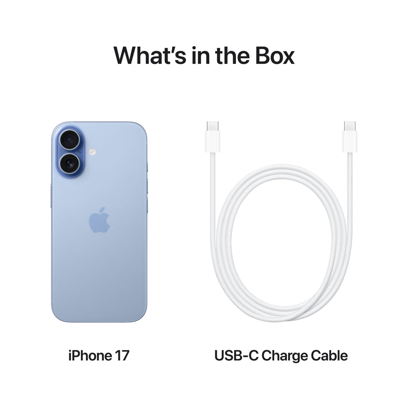 What’s in the Box. iPhone 17. USB-C Charge Cable.