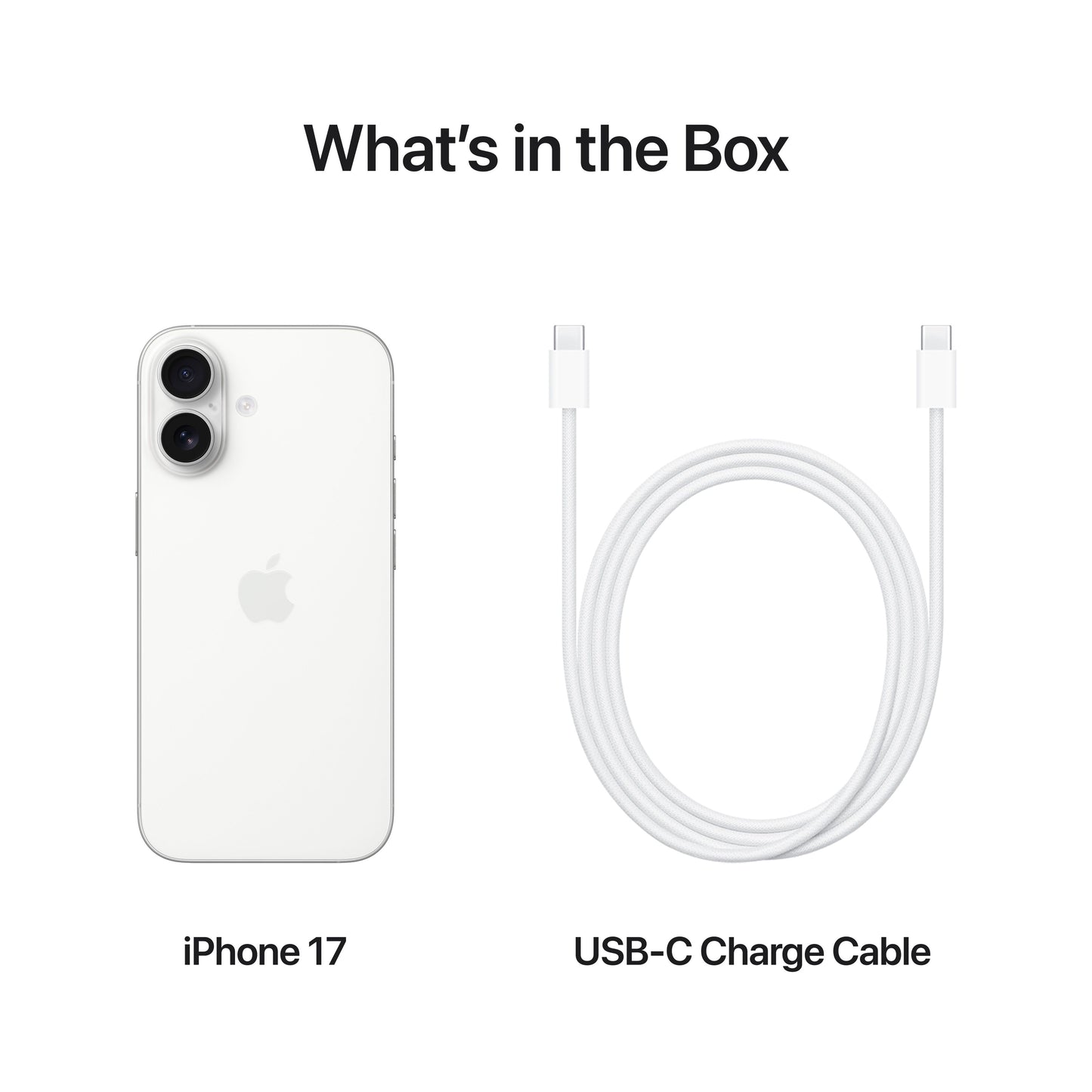 What’s in the Box. iPhone 17. USB-C Charge Cable.