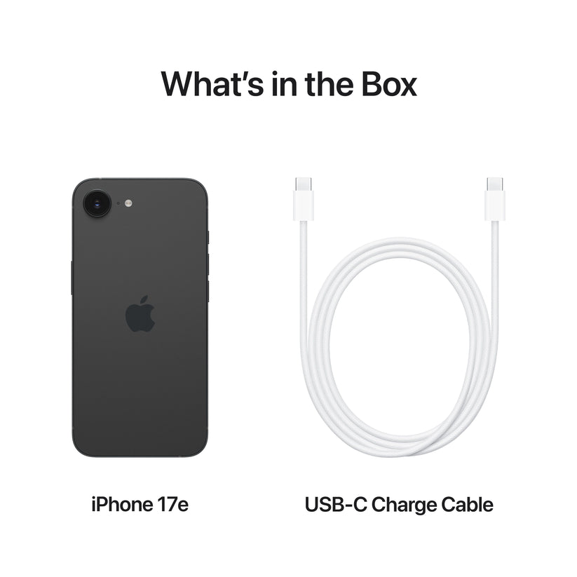 What’s in the Box. iPhone 17e. USB-C Charge Cable.
