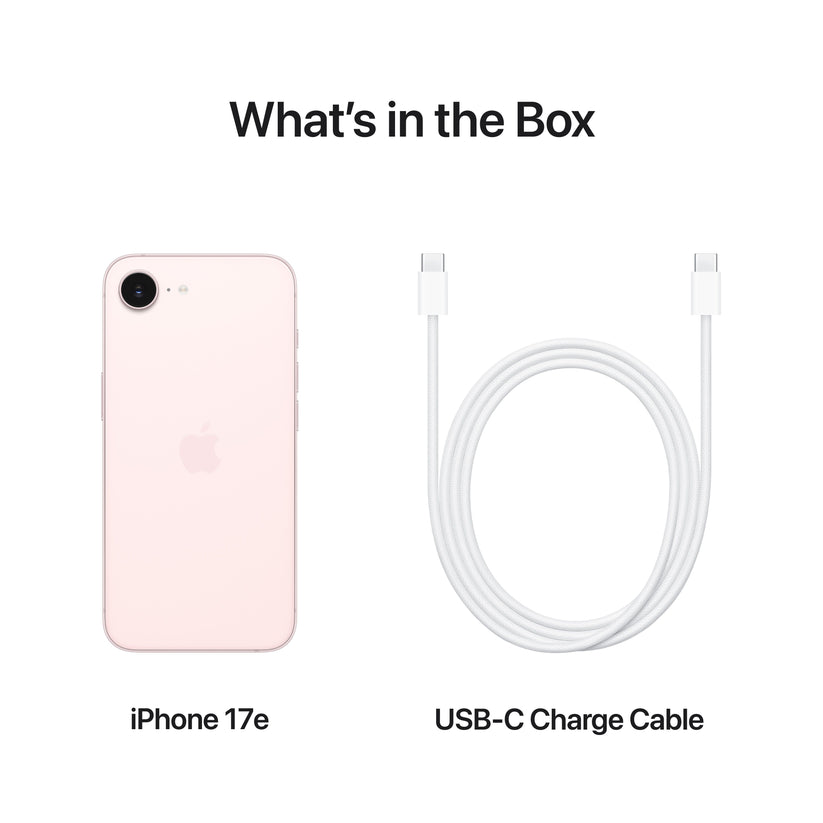 What’s in the Box. iPhone 17e. USB-C Charge Cable.