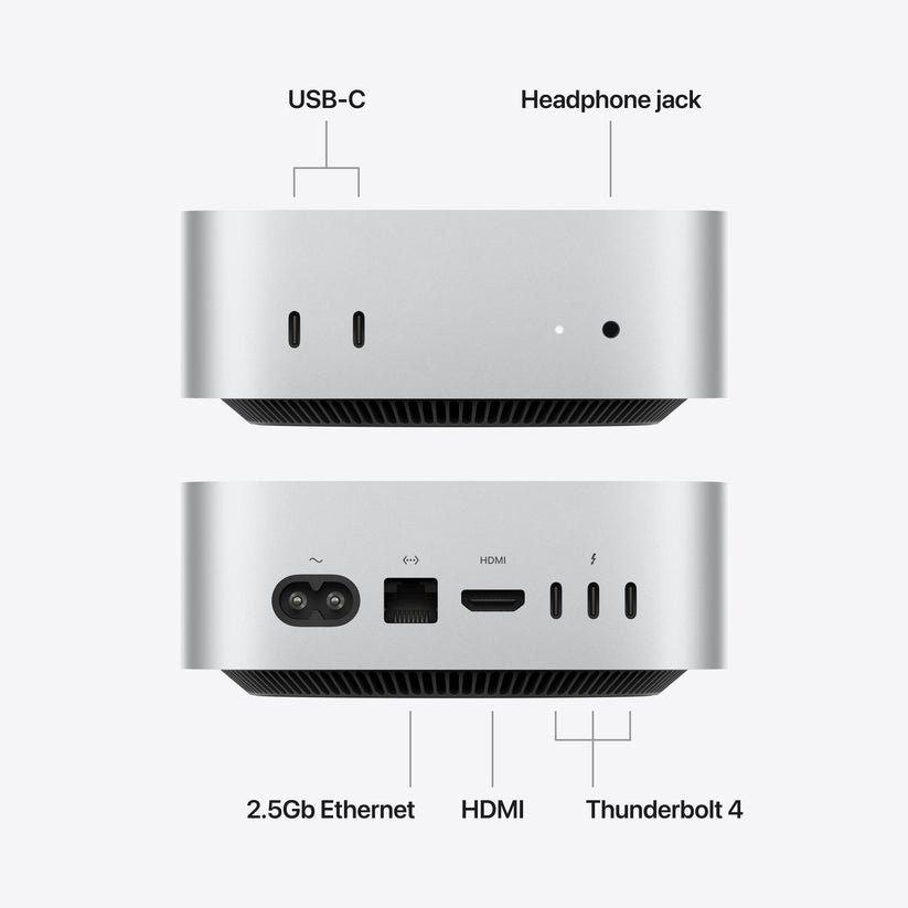 Mac mini: Apple M6 chip with 12-core CPU and 12-core GPU, 256GB SSD - Silver