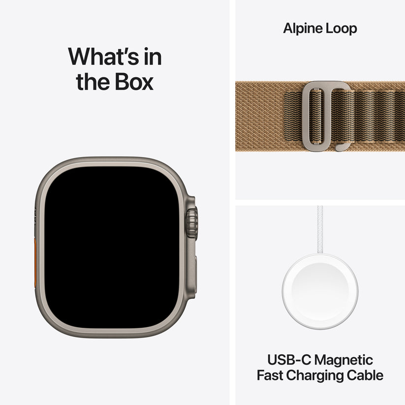 Apple Watch Ultra 4 GPS + Cellular 49mm Natural Titanium Case with Desert Alpine Loop - L