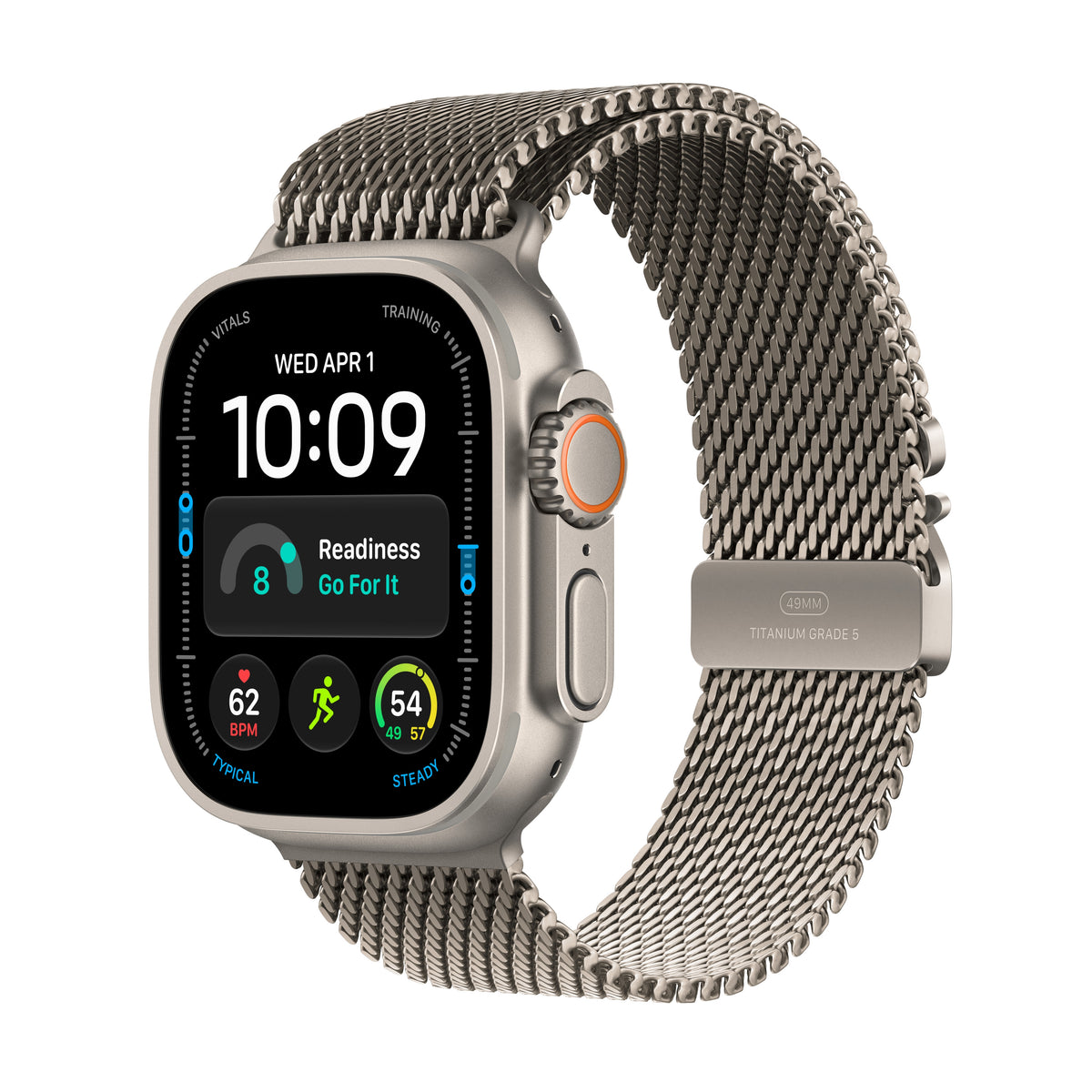 Apple Watch Ultra 4 GPS + Cellular 49mm Natural Titanium Case with Natural Titanium Milanese Loop - M