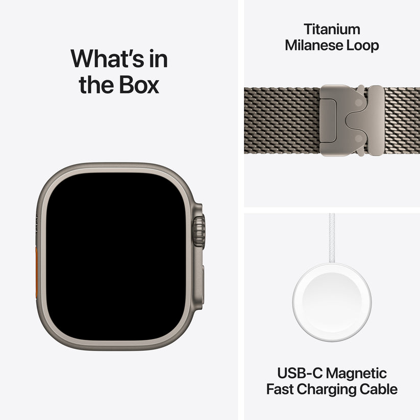 Apple Watch Ultra 4 GPS + Cellular 49mm Natural Titanium Case with Natural Titanium Milanese Loop - M
