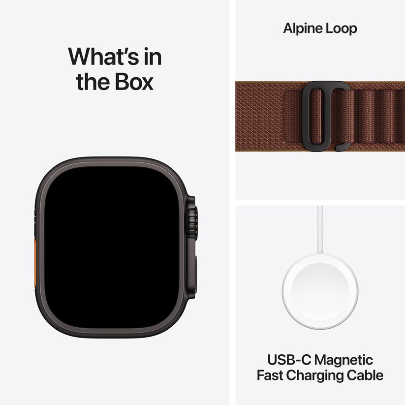 Apple Watch Ultra 4 GPS + Cellular 49mm Black Titanium Case with Burgundy Alpine Loop - S