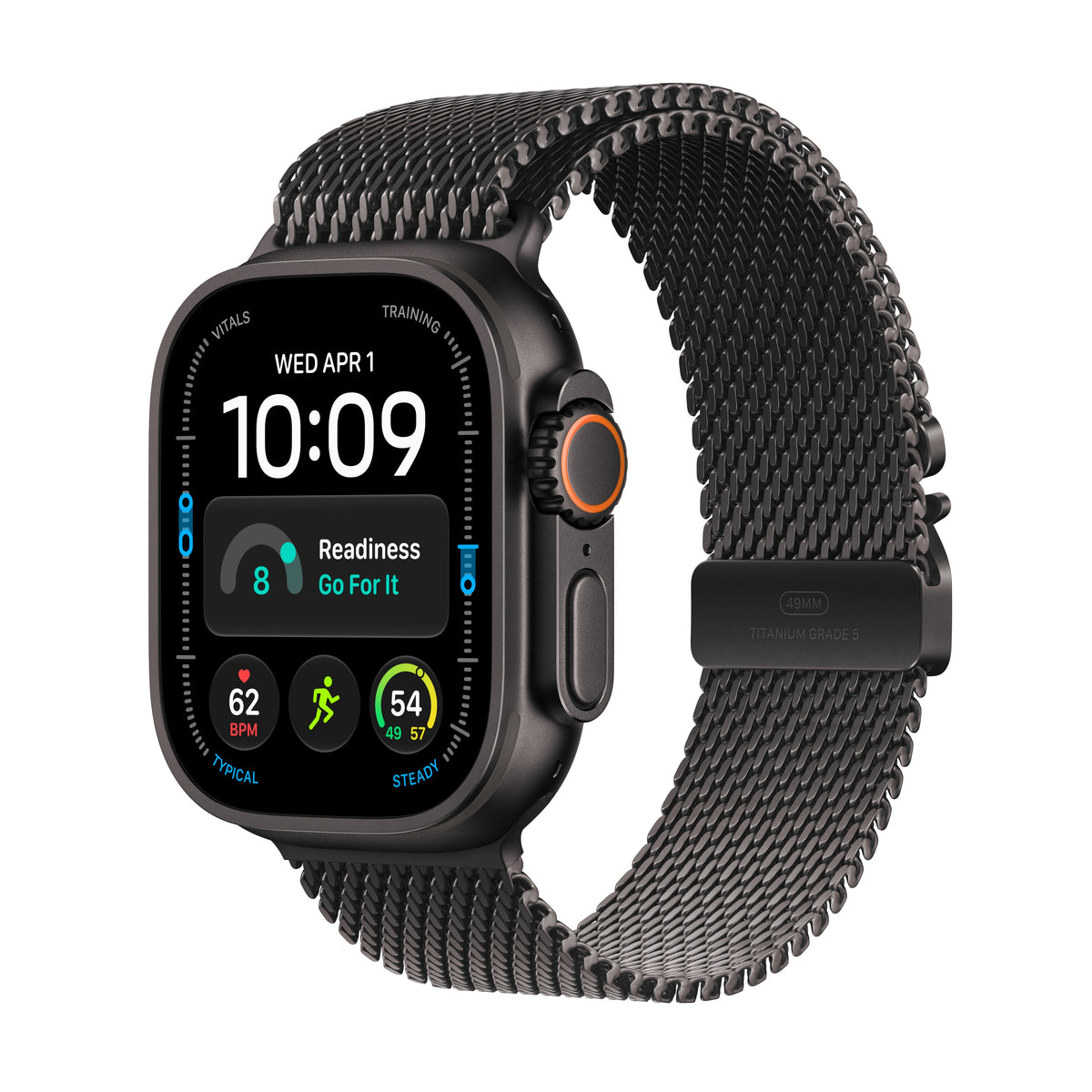 Apple Watch Ultra 4 GPS + Cellular 49mm Black Titanium Case with Black Titanium Milanese Loop - L