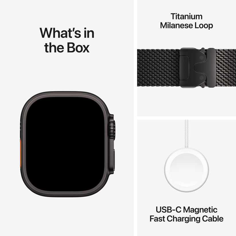 Apple Watch Ultra 4 GPS + Cellular 49mm Black Titanium Case with Black Titanium Milanese Loop - L