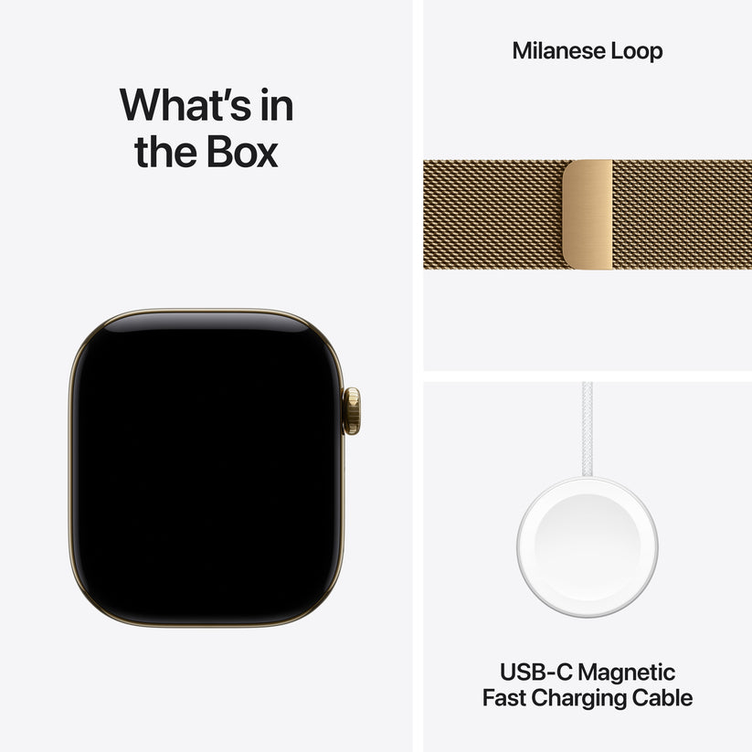 Apple Watch Series 12 GPS + Cellular 46mm Radiant Gold Titanium Case with Radiant Gold Milanese Loop - S/M