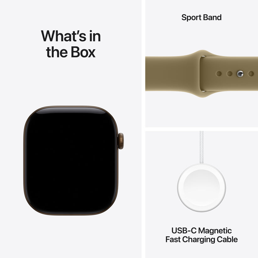 Apple Watch Series 12 GPS + Cellular 46mm Dark Bronze Aluminium Case with Olive Sport Band - M/L