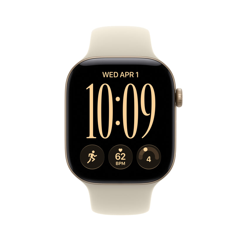 Apple Watch Series 12 GPS + Cellular 46mm Light Gold Aluminium Case with Sand Sport Band - S/M