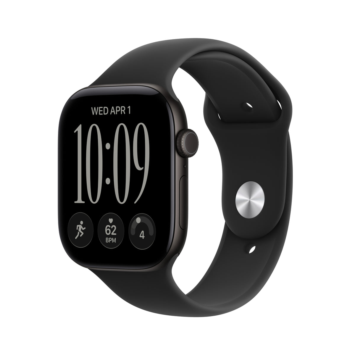 Apple Watch Series 12 GPS + Cellular 46mm Black Aluminium Case with Black Sport Band - M/L