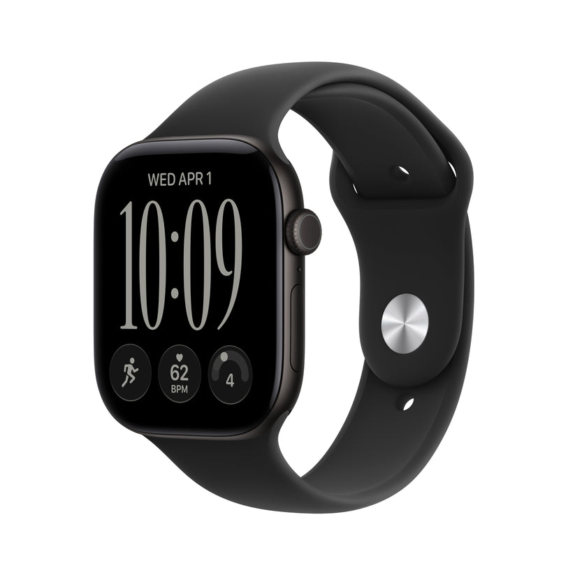 Apple Watch Series 12 GPS + Cellular 46mm Black Aluminium Case with Black Sport Band - M/L
