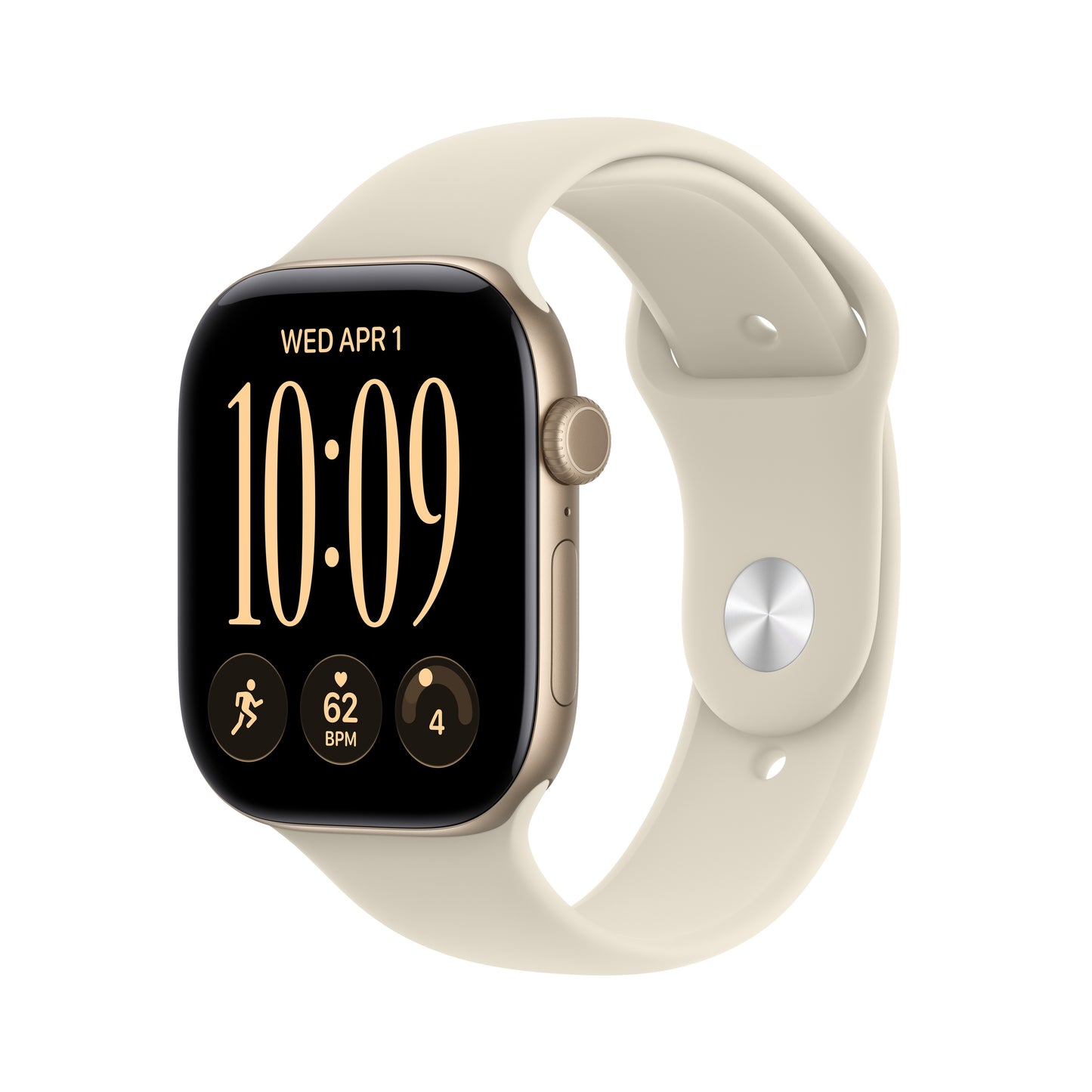 Apple Watch Series 12 GPS 46mm Light Gold Aluminium Case with Sand Sport Band - S/M
