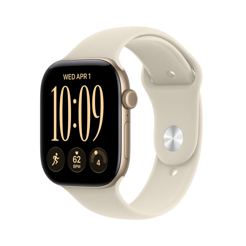 Apple Watch Series 12 GPS 46mm Light Gold Aluminium Case with Sand Sport Band - M/L