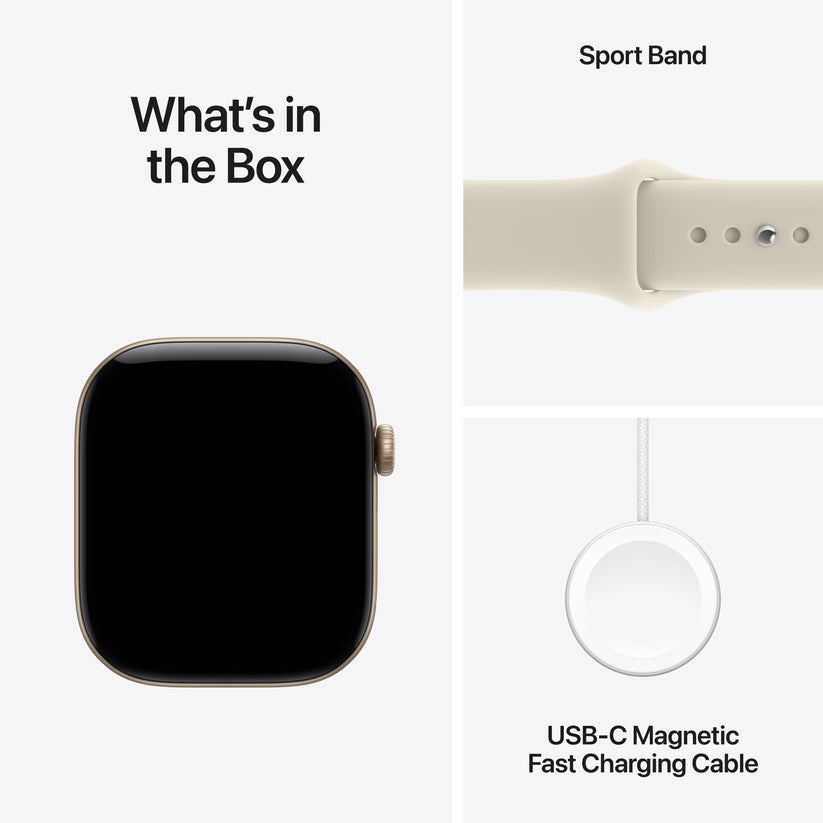 Apple Watch Series 12 GPS 46mm Light Gold Aluminium Case with Sand Sport Band - S/M