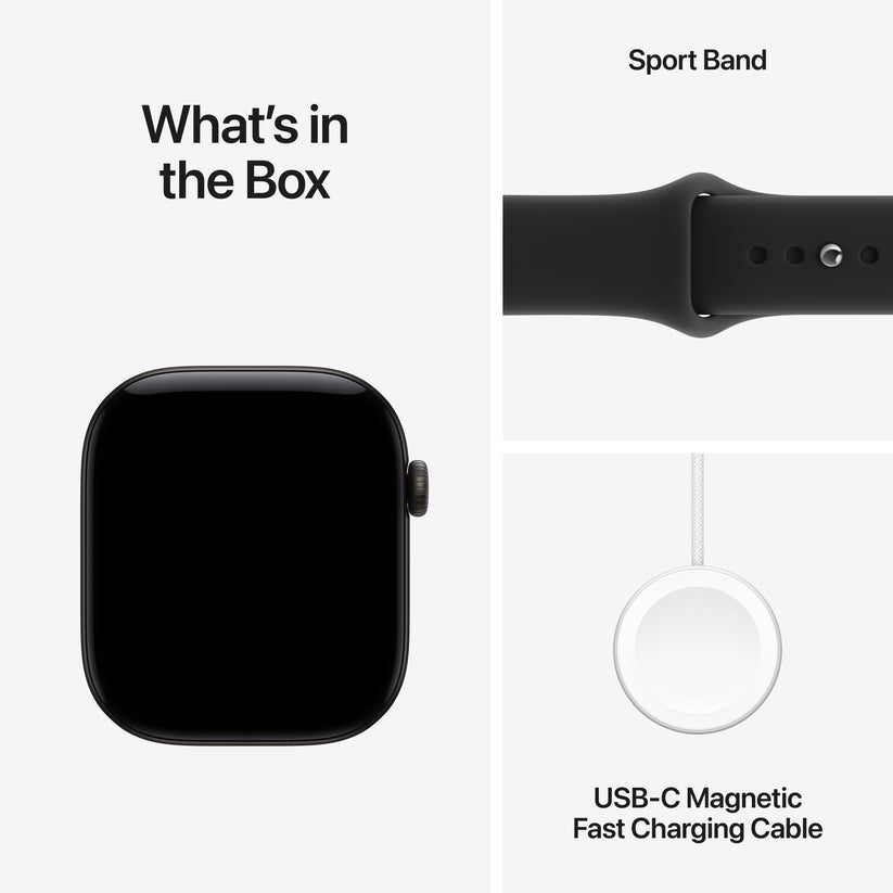 Apple Watch Series 12 GPS 46mm Black Aluminium Case with Black Sport Band - S/M