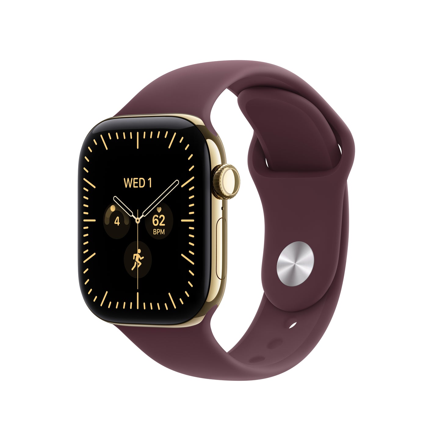 Apple Watch Series 12 GPS + Cellular 42mm Radiant Gold Titanium Case with Burgundy Sport Band - M/L