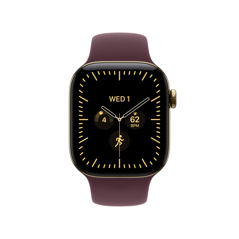 Apple Watch Series 12 GPS + Cellular 42mm Radiant Gold Titanium Case with Burgundy Sport Band - S/M