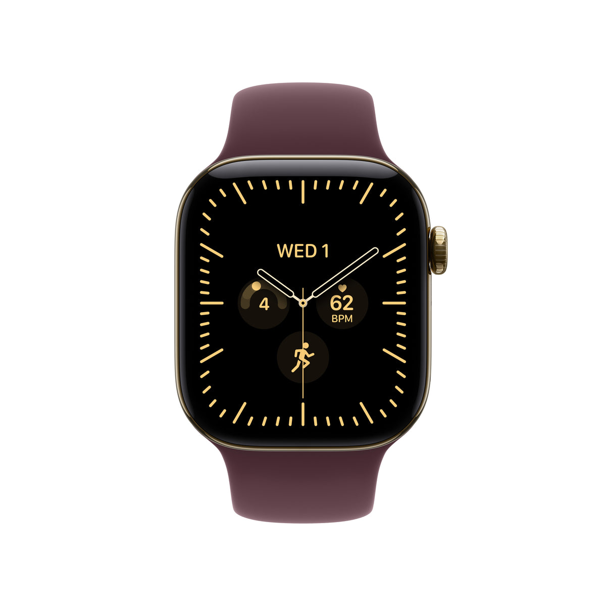 Apple Watch Series 12 GPS + Cellular 42mm Radiant Gold Titanium Case with Burgundy Sport Band - M/L