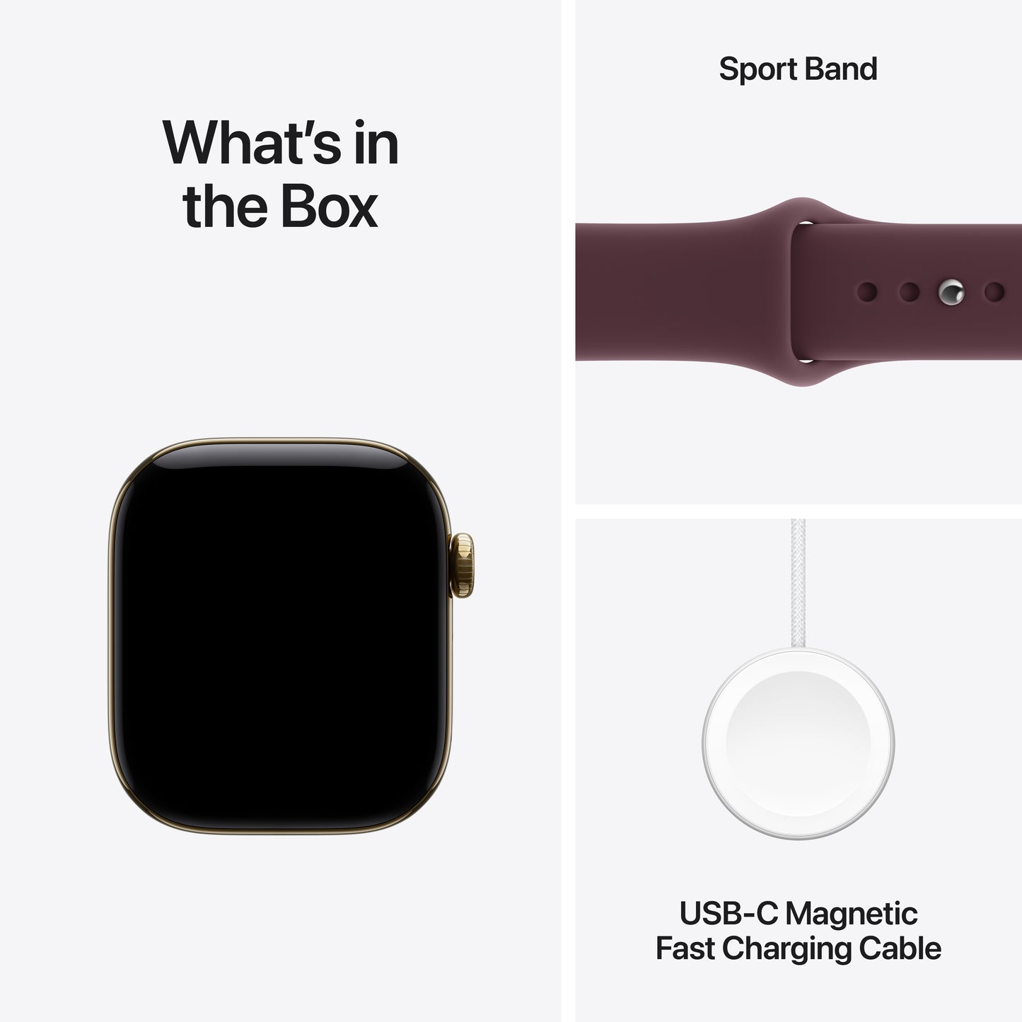 Apple Watch Series 12 GPS + Cellular 42mm Radiant Gold Titanium Case with Burgundy Sport Band - M/L