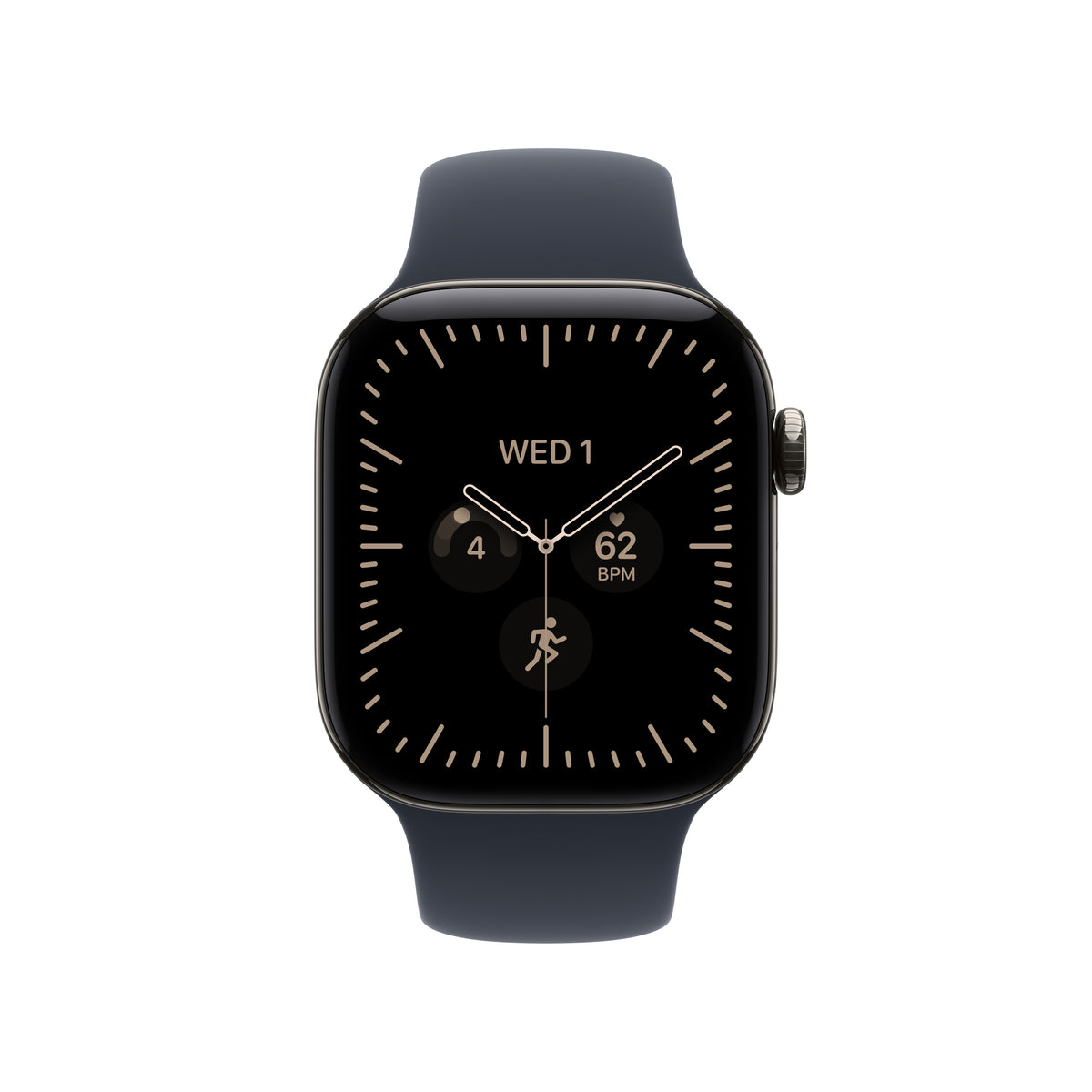 Apple Watch Series 12 GPS + Cellular 42mm Natural Titanium Case with Navy Blue Sport Band - S/M