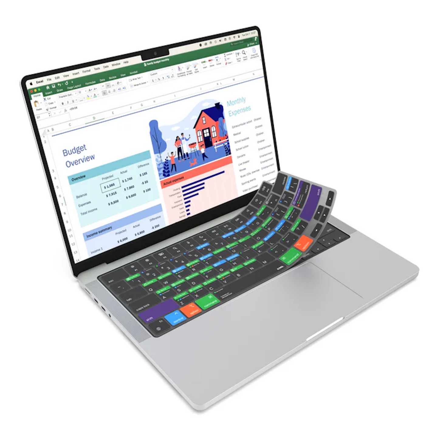 JCPal Verskin SiliconeKeyboard Shortcut-Hebrew Excel Layout