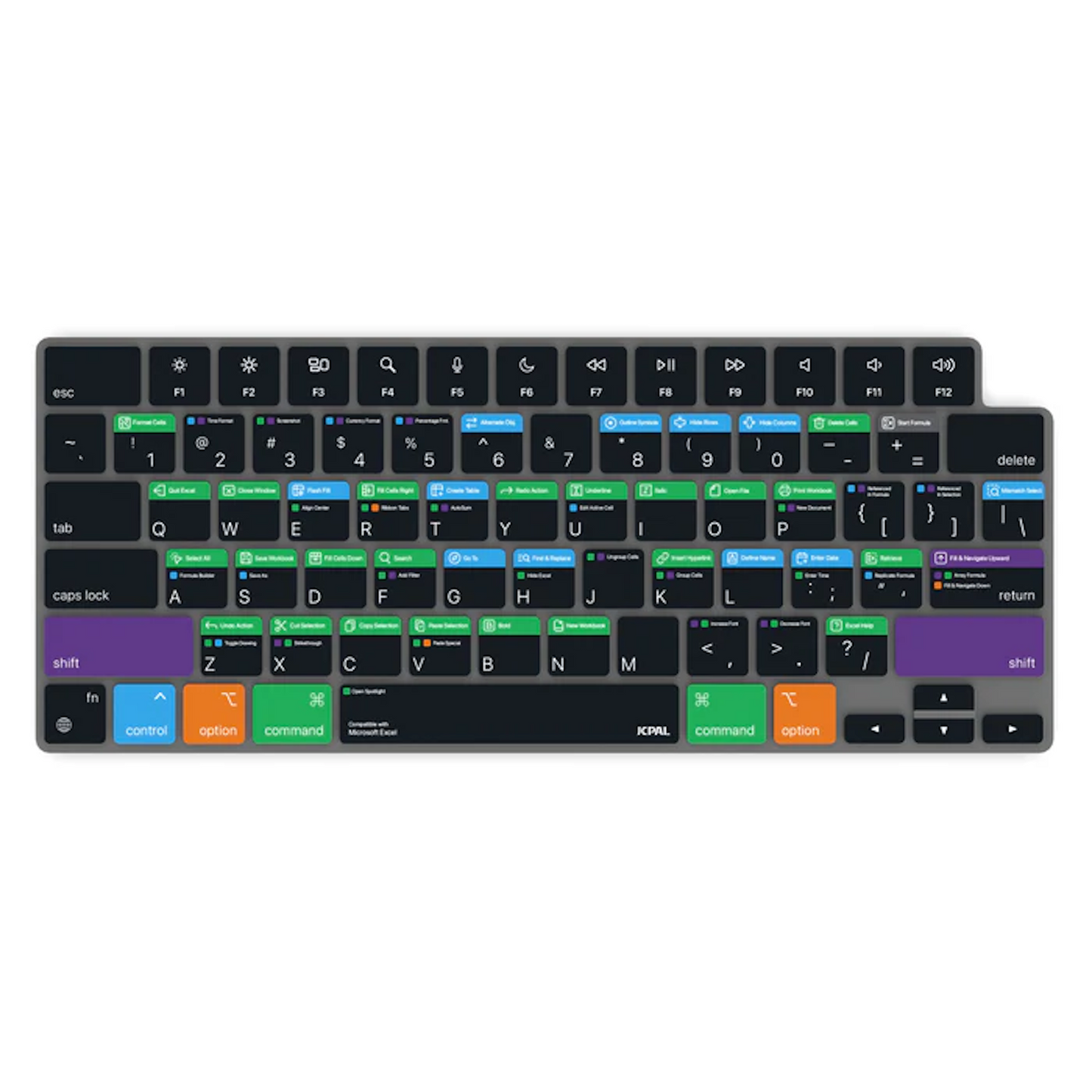 JCPal Verskin SiliconeKeyboard Shortcut-Hebrew Excel Layout