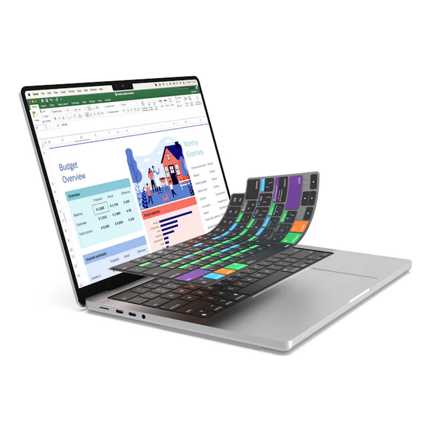 JCPal Verskin SiliconeKeyboard Shortcut-Hebrew Excel Layout