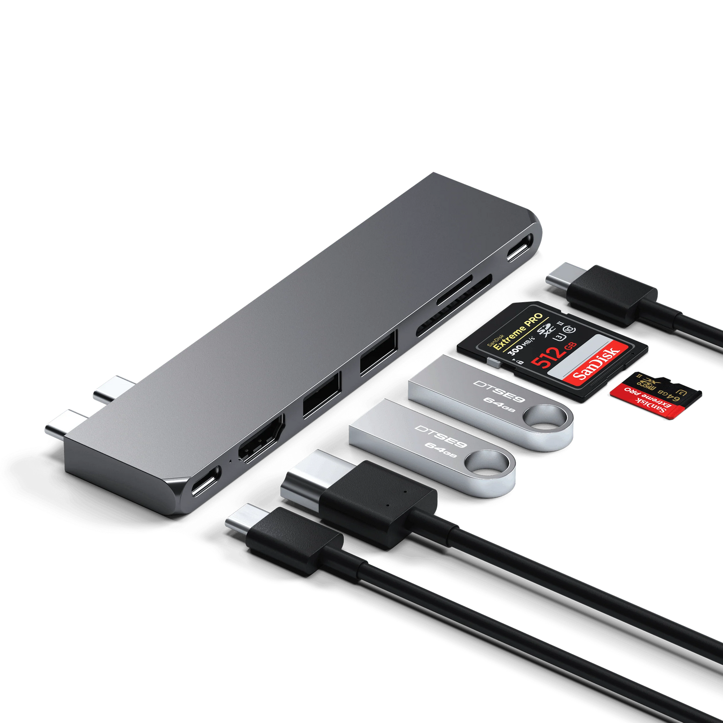 SATECHI Dual-USB-C PRO HUB SLIM ADAPTER  - Silver
