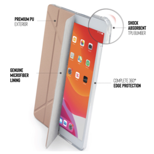 Pipetto כיסוי Folio אוריגמי מסתובב ל- iPad 10.2 בצבע רוז גולד