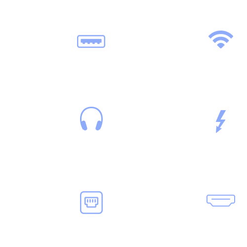 WiFi 6E, USB-A, Thunderbolt 4, חיבור אוזניות, HDMI, אתרנט